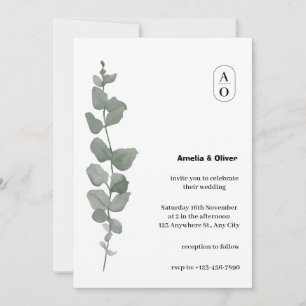 Convite A Aquarela Verde Deixa Um Simples Casamento Elegan
