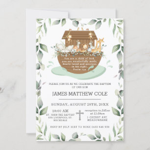 Convite A Arca de Noah é verde-batismo cristalizando neutr