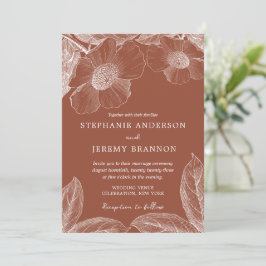 Convite à Arte de Linha Floral Laranja Queimada Te