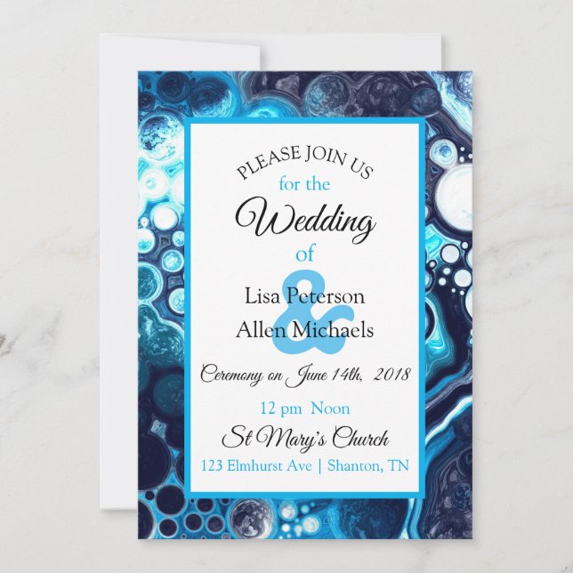 Convite à Arte Fluida Marble Azul Profundo (Frente)