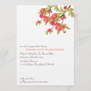 Convite A árvore cor-de-rosa floresce festa de noivado do