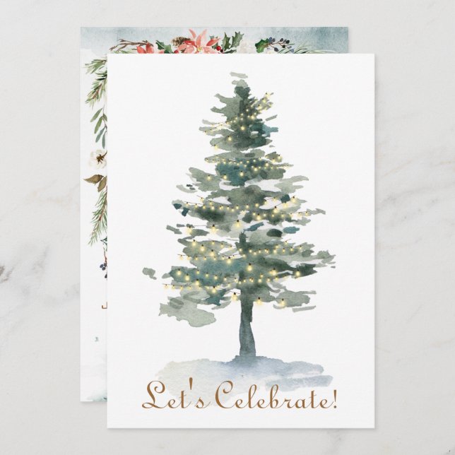 Convite A árvore de floresta mágica ilumina a festa de (Frente/Verso)