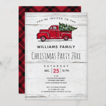 Convite à Árvore de Natal de Caminhão Vermelho Rus