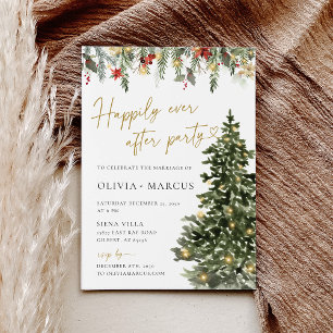 Convite A Árvore de Natal Luz de Casamento à Noite Recepçã