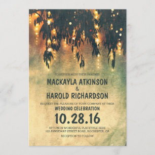 Convite a árvore de salgueiro rústica do vintage ilumina