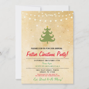 Convite A árvore do partido de comensal do Natal ilumina