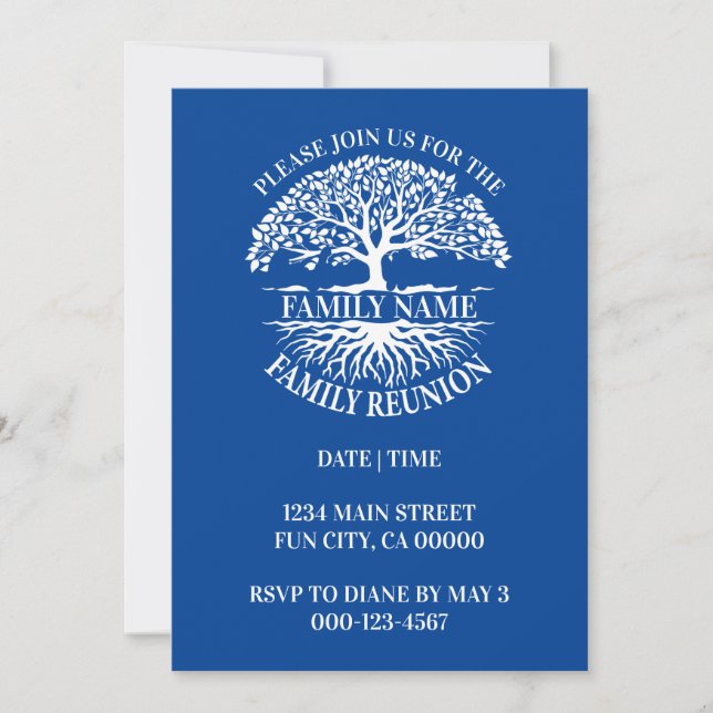 Convite à Árvore Familiar de Reunião Familiar Raíz (Frente)