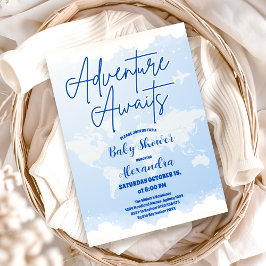 Convite A Aventura Aguarda Chá de fraldas Neutro de Gênero