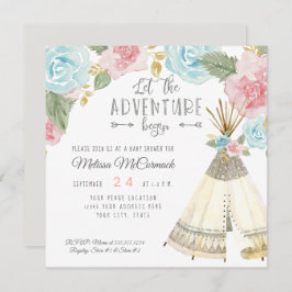 Convite A aventura cinzenta do Teepee do chá do bebé