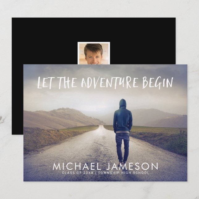 Convite A Aventura Começa A Festa de formatura De Fotos (Frente/Verso)