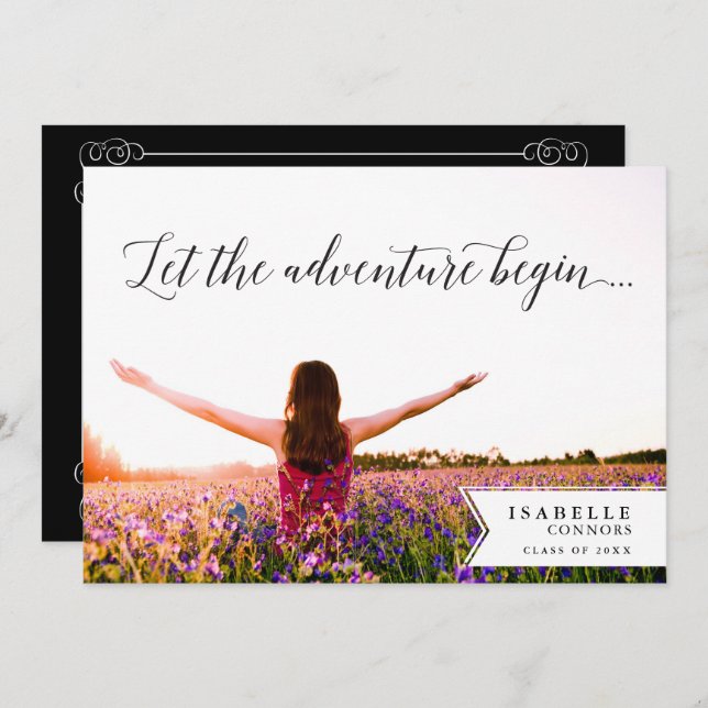 Convite A Aventura Começa A Festa de formatura De Fotos (Frente/Verso)