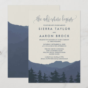 Convite A aventura das montanhas começa o casamento