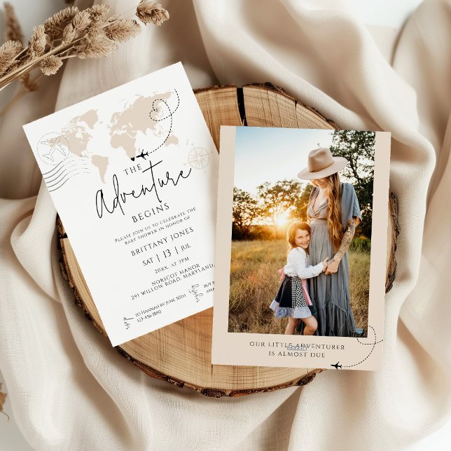 Convite A aventura do viagem do Mapa Mundial começa o chá  (Criador carregado)