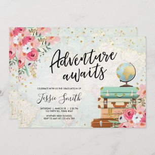 Convite A aventura espera a escola da festa de formatura