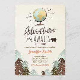 Convite A aventura espera o chá de fraldas convida o