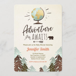 Convite A aventura espera o chá de fraldas convida o