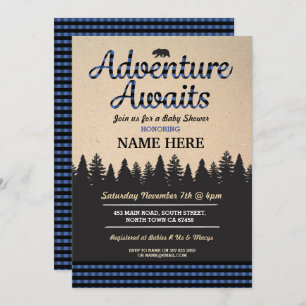 Convite A aventura espera o lenhador que o chá de fraldas