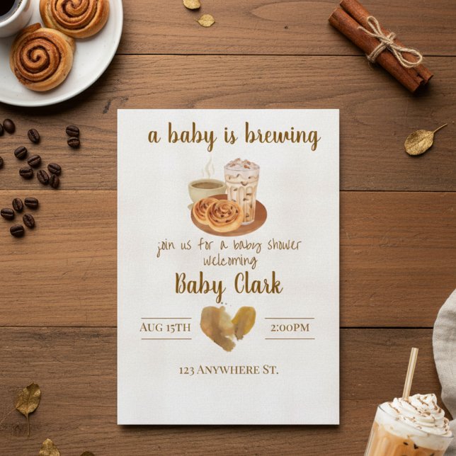 Convite A Baby is Brewing. Baby shower invitation (Criador carregado)