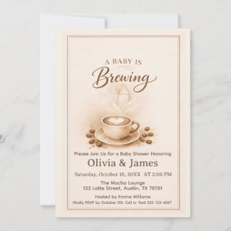 Convite A Baby Is Brewing Baby Shower Invitation