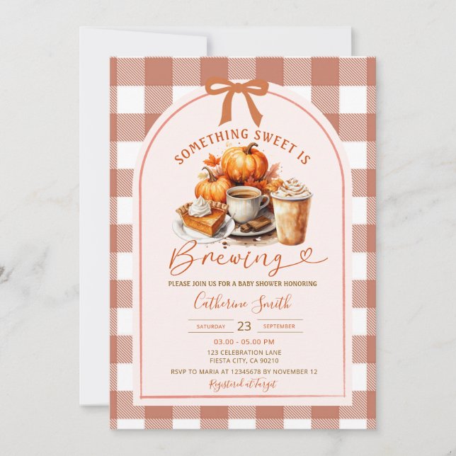 Convite A Baby is Brewing Coffee Baby Shower Fall Autumn (Frente)