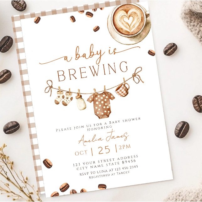 Convite A Baby is Brewing Coffee Bean Baby Shower (Criador carregado)