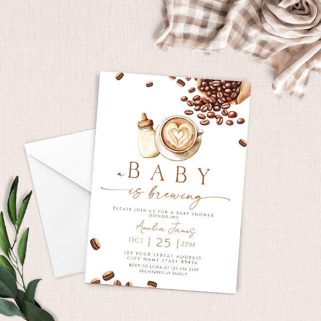 Convite A Baby is Brewing Coffee Bean Baby Shower (Criador carregado)