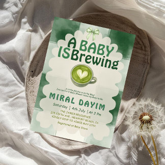 Convite A Baby Is Brewing Green Tea Matcha Baby Shower