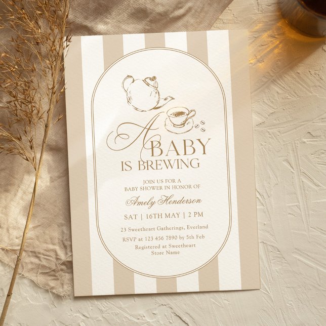 Convite A Baby is Brewing Hand Drawn Baby Shower (Criador carregado)
