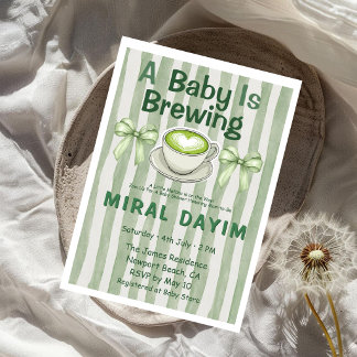 Convite A Baby Is Brewing Matcha Baby Shower 