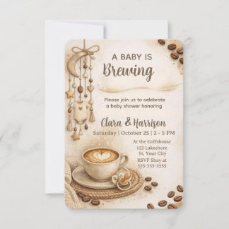 Convite A Baby is Brewing Neutral Coffee Baby Shower