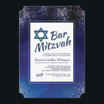 Convite à Bar da Noite Stellar Mitzvah<br><div class="desc">Um Bar da moda, Mitzvah, convite para a celebração do seu filho. A Estrela de David pode ser arrastada para qualquer local, maior ou menor ( -) ou eliminada. (Freevector.com) (Design por Freepik.com). () O cartão é fácil de personalizar com seu texto, fonte e cor da fonte.() Não exatamente o...</div>