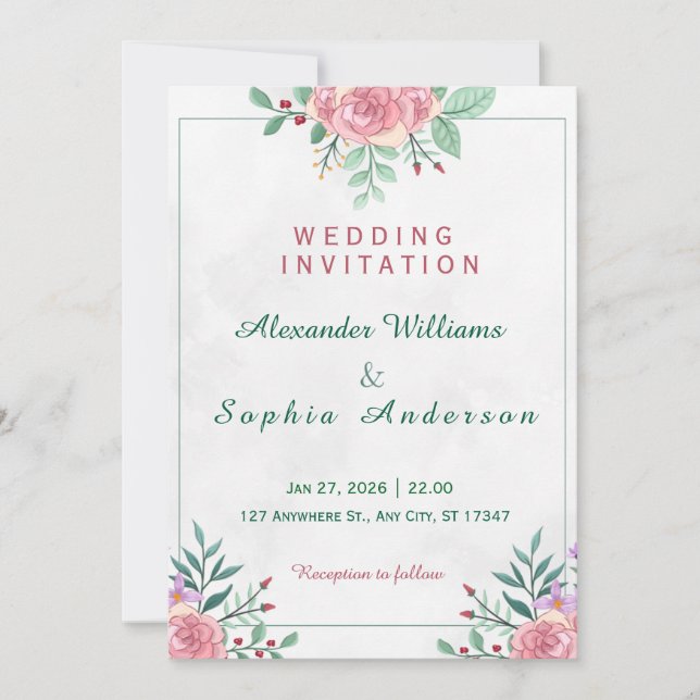 Convite A beautiful wedding invitation to begin a happy li (Frente)