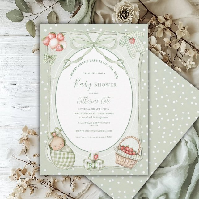 Convite A Berry Sweet Baby Cute Baby Shower (Criador carregado)