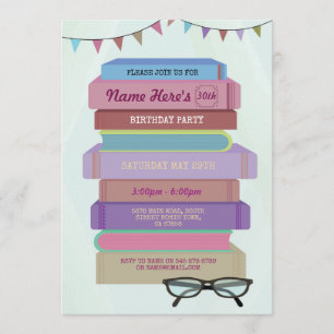 Convite A biblioteca do aniversário do livro convida a