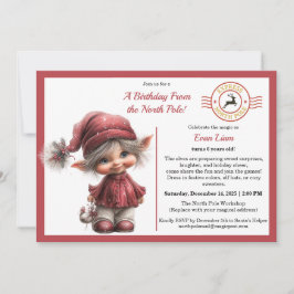 Convite A Birthday From the North Pole | Whimsical Elf