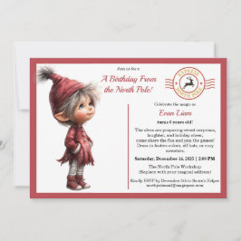 Convite A Birthday From the North Pole | Whimsical Elf