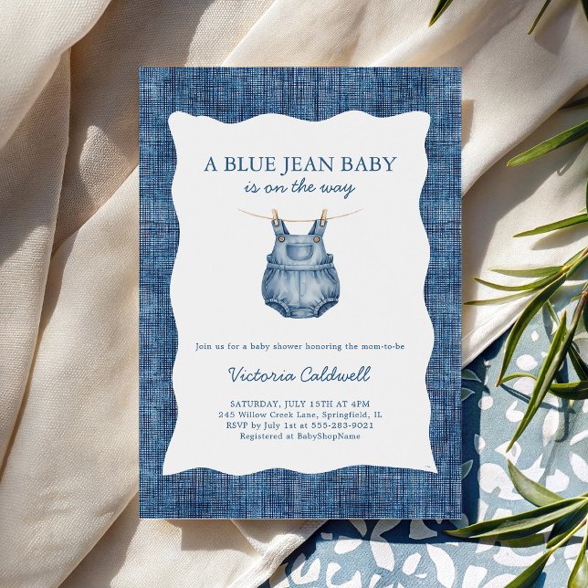 Convite A Blue Jean Baby Denim Baby Shower (Criador carregado)