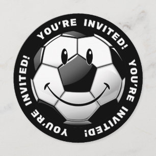 Convite A bola de futebol lustrosa de sorriso convida