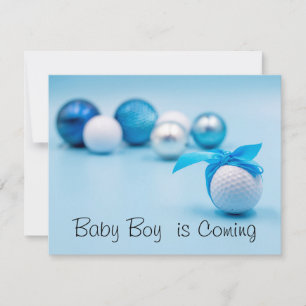 Convite A bola de golfe para o bebê Boy vem com fita azul