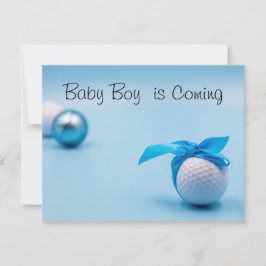 Convite A bola de golfe para o bebê Boy vem com fita azul