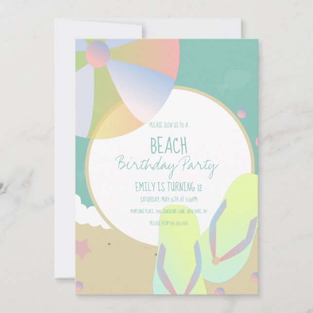 Convite à Bola de Praia da Festa de aniversário de (Frente)
