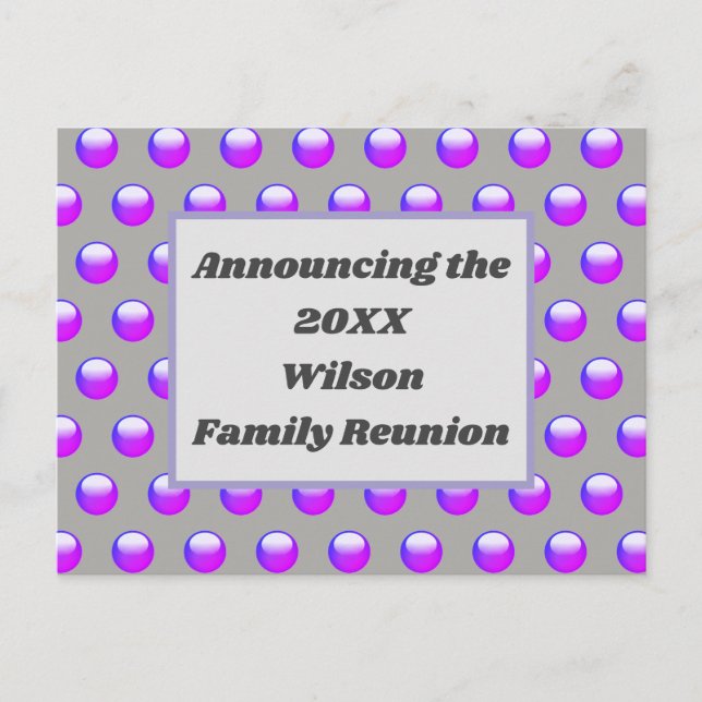 Convite à Bolinhas Roxo de Reunião da Família (Frente)