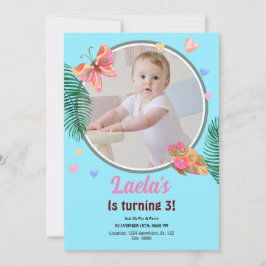 Convite à Borboleta primeiro aniversario Azul com