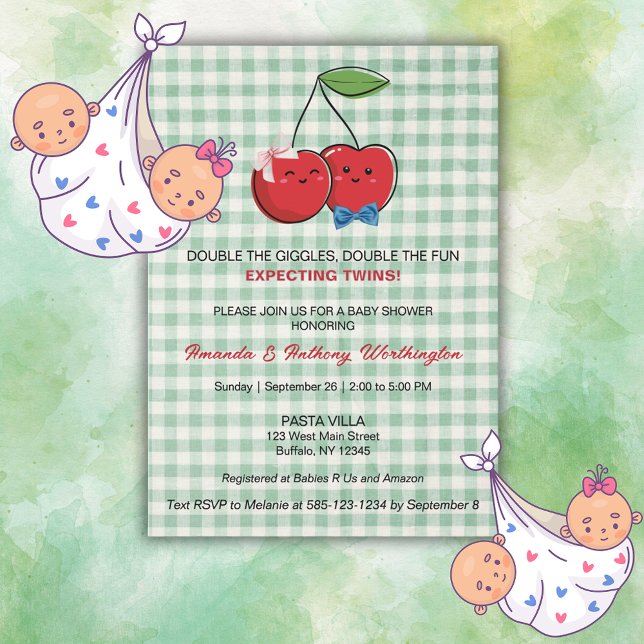 Convite A Boy and Girl Twins Baby Shower Flat Card (Criador carregado)