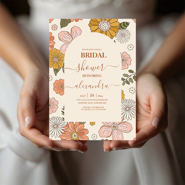 Convite à Bridal Pensada da Retro Groovy 70 (Criador carregado)