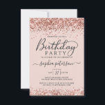 Convite A brilhante Rosa de brilho Dourada do Elegante bor<br><div class="desc">Na moda moderno, Rosa Rosa Rosa Dourada, Brilhante, Chamada de Aniversário. Esta elegante modelo de convite de aniversário feminina feminina para adultos, qualquer idade, com uma caligrafia de tipo de letra de texto com letras maiúsculas e minúsculas, com bordas cor-de-rosa pincelada, cor-de-rosa pincelada, em rosa-pincel, com sotaque cor de pêssego....</div>