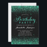 Convite A Brilhante Verde-Teal Negra Desperta Qualquer Ida<br><div class="desc">Cláusula Elegante Elegante Elegante De Espetáculo Verde-Teal Preto-Glam Moderno A Qualquer Convite Aniversário De Idade</div>