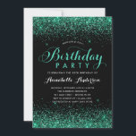 Convite A Brilhante Verde-Teal Negra Desperta Qualquer Ida<br><div class="desc">Cláusula Elegante Elegante Elegante De Espetáculo Verde-Teal Preto-Glam Moderno A Qualquer Convite Aniversário De Idade</div>