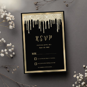 Convite A brilho do ouro preto Elegante goteja RSVP
