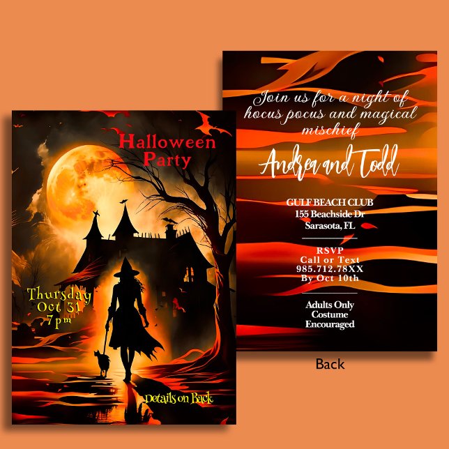 Convite A bruxa cinemática e a silhueta de gato do Hallowe (Criador carregado)